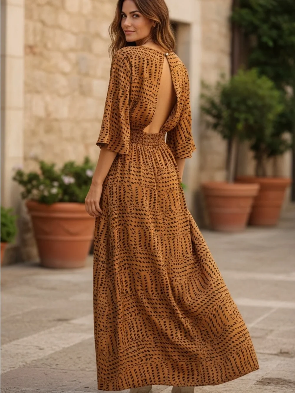 tan boho maxi dress Bohemian Lace Dress main image 1